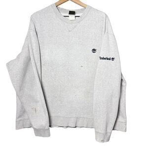 Timberland Men’s XL Sweatshirt Gray Crewneck Fleece Pullover Logo Regular Fit
